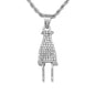 Iced Mini Plug Pendant with 3mm Rope Chain 24" - HC-271