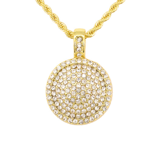 Iced Mini Tag Pendant with 3mm Rope Chain 24" - HC-280