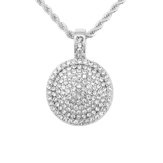 Iced Mini Tag Pendant with 3mm Rope Chain 24" - HC-280