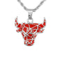 Iced Mini Bull Pendant with 3mm Rope Chain 24" - HC-296**