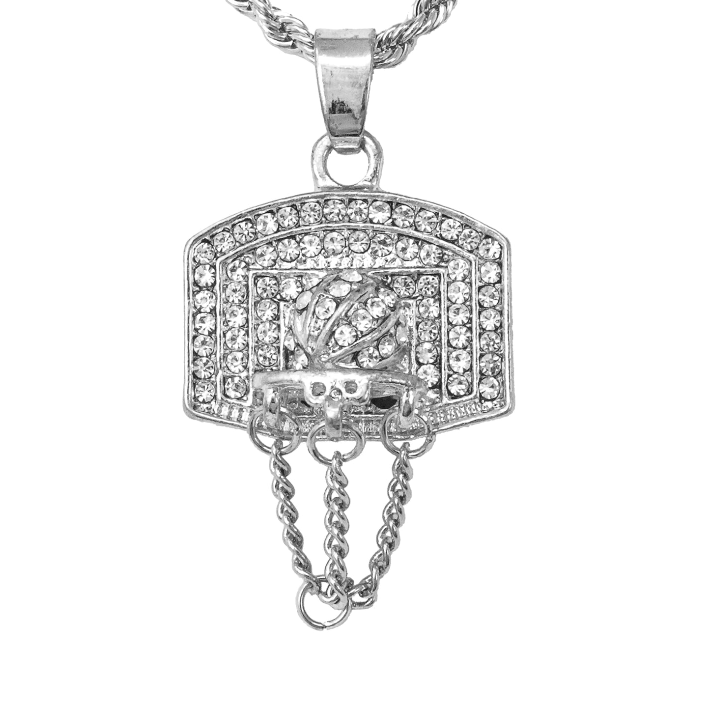 Iced Mini Basketball Pendant with 3mm Rope Chain 24" - HC-298**