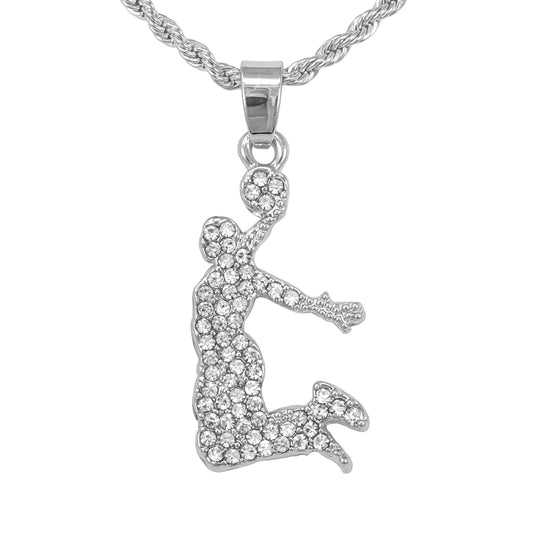 Iced Mini Dunkman Pendant with 3mm Rope Chain 24" - HC-299