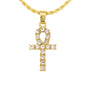 Iced Mini Ankh Pendant with 3mm Rope Chain 24" - HC-321