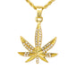 Iced Mini Leaf Pendant with 3mm Rope Chain 24" - HC-323