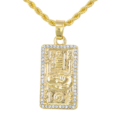 Iced Mini Money Pendant with 3mm Rope Chain 24" - HC-325