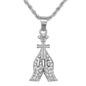 Iced Mini Praying Hands Pendant with 3mm Rope Chain 24" - HC-332**