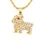 Iced Mini Dog Pendant with 3mm Rope Chain 24" - HC-338