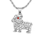 Iced Mini Dog Pendant with 3mm Rope Chain 24" - HC-338