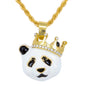 Iced Mini Panda Pendant with 3mm Rope Chain 24" - HC-341
