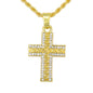 Iced Mini Cross Pendant with 3mm Rope Chain 24" - HC-344