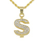 Iced Mini Money Pendant with 3mm Rope Chain 24" - HC-345