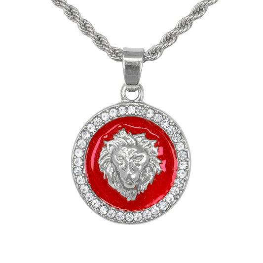 Iced Mini Lion Pendant with 3mm Rope Chain 24" - HC-353