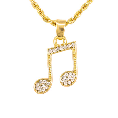 Iced Mini Music Pendant with 3mm Rope Chain 24" - HC-364**