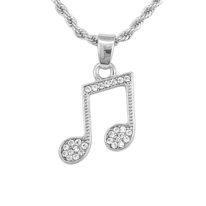 Iced Mini Music Pendant with 3mm Rope Chain 24" - HC-364**