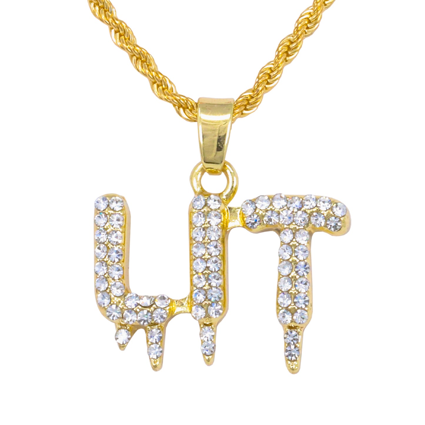 Iced Mini Lit Pendant with 3mm Rope Chain 24" - HC-365**