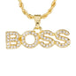 Iced Mini Boss Pendant with 3mm Rope Chain 24" - HC-367