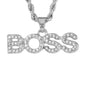 Iced Mini Boss Pendant with 3mm Rope Chain 24" - HC-367