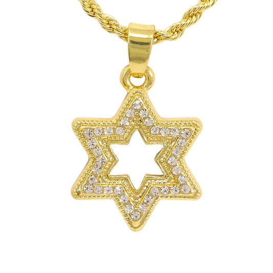Iced Mini Star Pendant with 3mm Rope Chain 24" - HC-369**