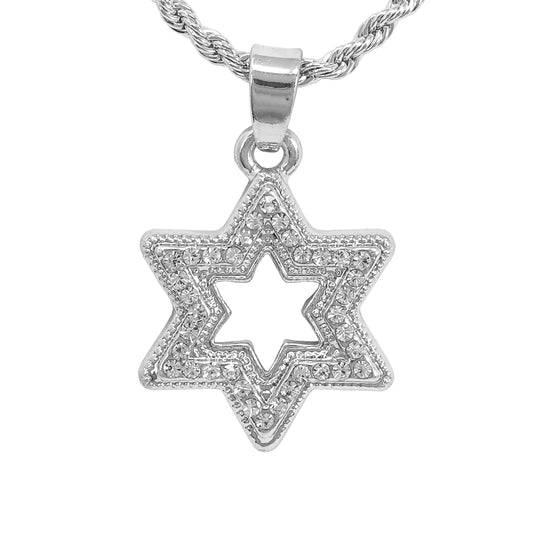 Iced Mini Star Pendant with 3mm Rope Chain 24" - HC-369**