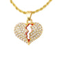 Iced Mini Heart Pendant with 3mm Rope Chain 24" - HC-370