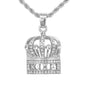 Iced Mini Crown Pendant with 3mm Rope Chain 24" - HC-371