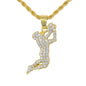 Iced Mini Football Pendant with 3mm Rope Chain 24" - HC-383**