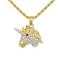 Iced Mini Unicorn Pendant with 3mm Rope Chain 24" - HC-385**