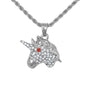 Iced Mini Unicorn Pendant with 3mm Rope Chain 24" - HC-385**