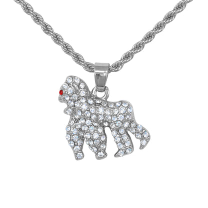 Iced Mini Gorilla Pendant with 3mm Rope Chain 24" - HC-386**