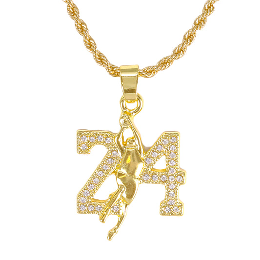 Iced Mini 24" Pendant with 3mm Rope Chain 24" - HC-389