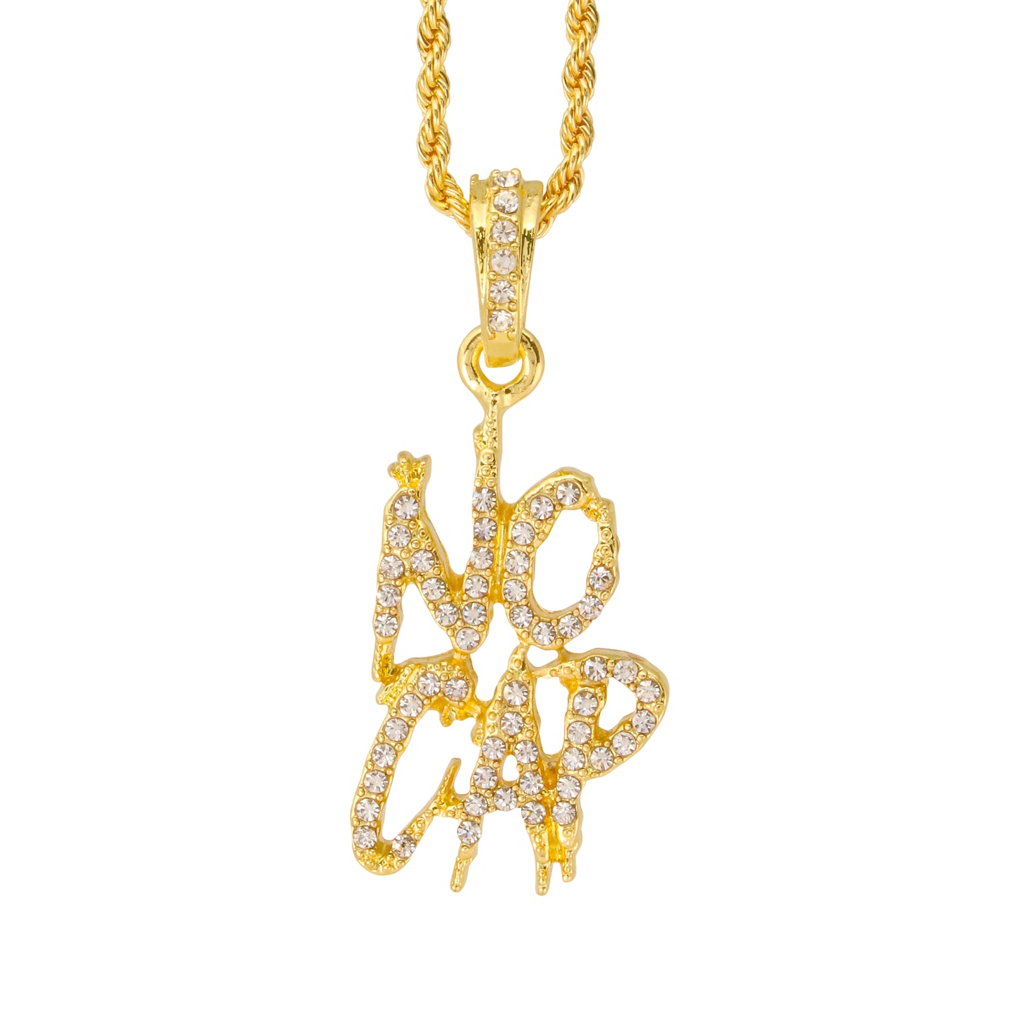 Iced Mini NoCap Pendant with 3mm Rope Chain 24" - HC-399