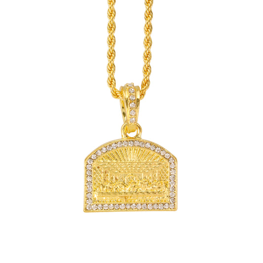 Iced Mini Last Supper Pendant with 3mm Rope Chain 24" - HC-403