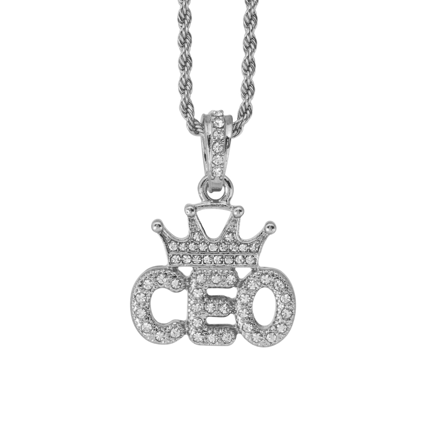 Iced Mini Ceo Pendant with 3mm Rope Chain 24" - HC-404