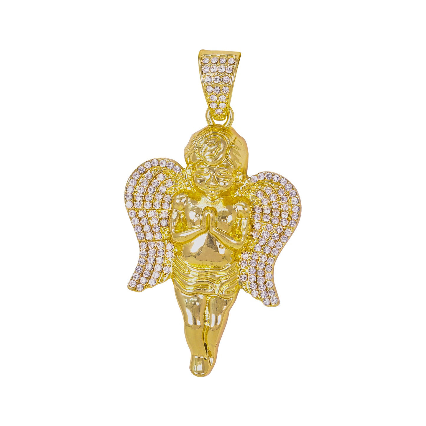 Iced Large Angel Pendant with 8mm Rope Chain 24" - HC-5017**