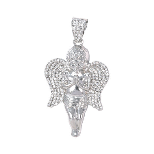 Iced Large Angel Pendant with 8mm Rope Chain 24" - HC-5017**