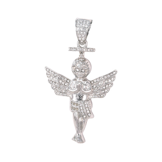 Iced Large Angel Pendant with 8mm Rope Chain 24" - HC-5018**