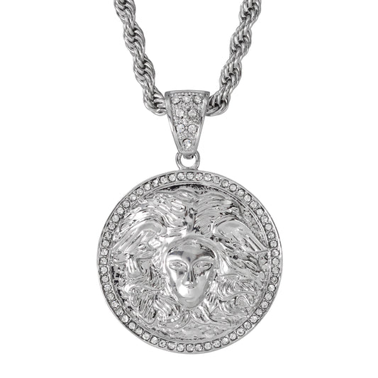 Iced Large Tag Pendant with 8mm Rope Chain 24" - HC-5035**