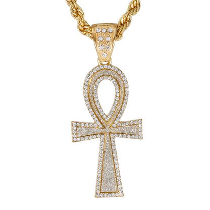 Iced Large Cross Pendant with 8mm Rope Chain 24" - HC-5060**