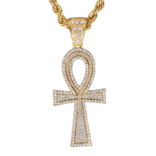 Iced Large Cross Pendant with 8mm Rope Chain 24" - HC-5060**