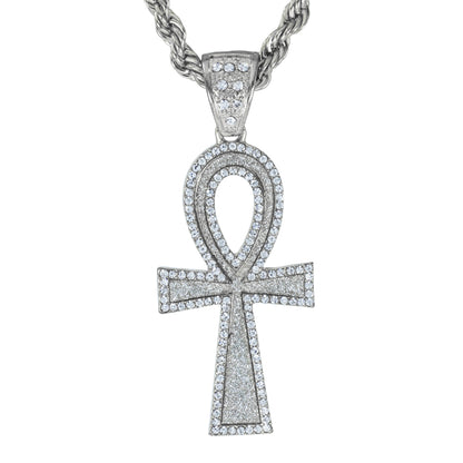Iced Large Cross Pendant with 8mm Rope Chain 24" - HC-5060**
