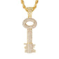 Iced Large Key Pendant with 8mm Rope Chain 24" - HC-5065**