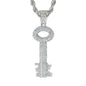 Iced Large Key Pendant with 8mm Rope Chain 24" - HC-5065**