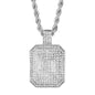 Iced Large Tag Pendant with 8mm Rope Chain 24" - HC-5077**