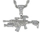 Iced Large Gun Pendant with 8mm Rope Chain 24" - HC-5102**