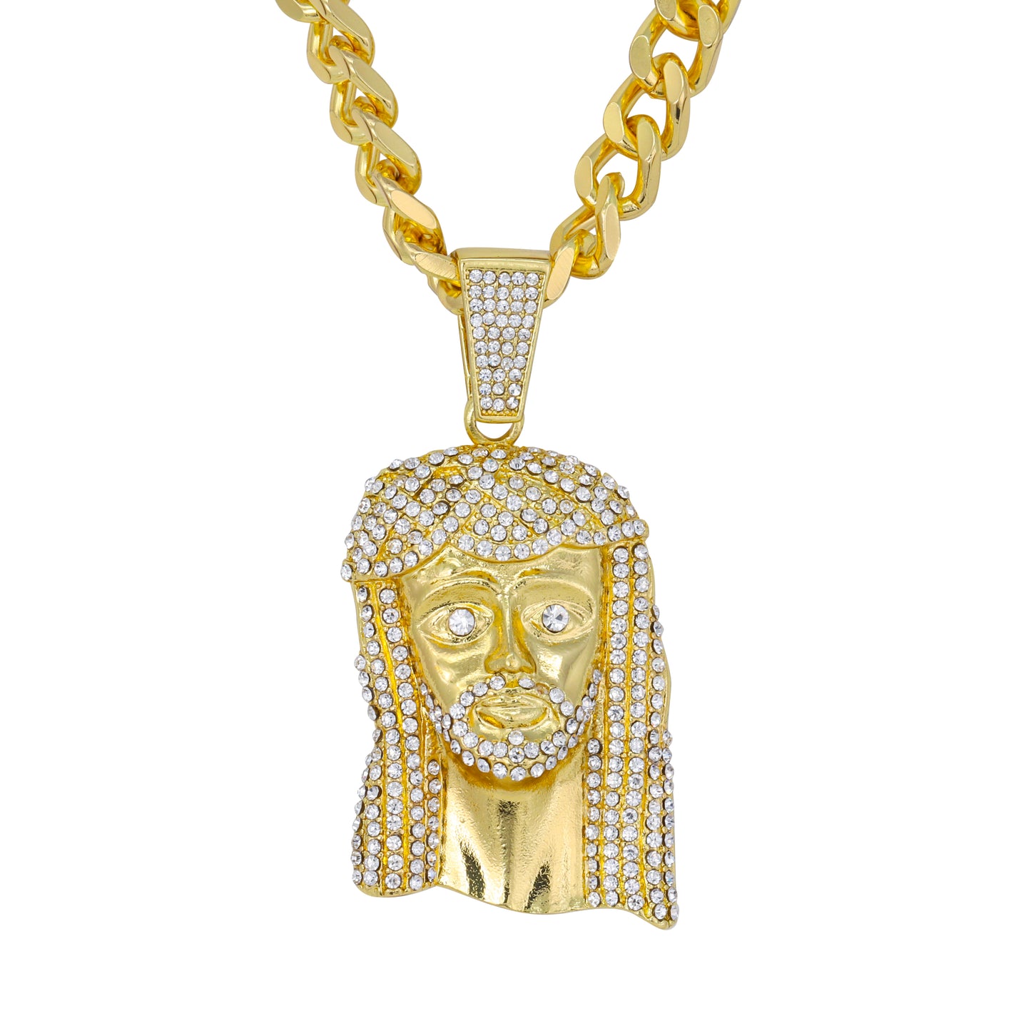 XL Iced Jesus Pendant with 9mm Solid Cuban Chain 30" - HC-6002**