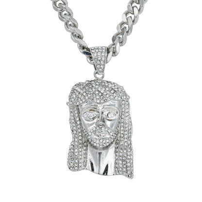 XL Iced Jesus Pendant with 9mm Solid Cuban Chain 30" - HC-6002**