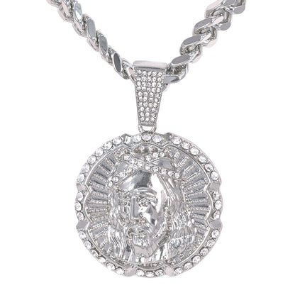 XL Iced Jesus Pendant with 9mm Solid Cuban Chain 30" - HC-6015**