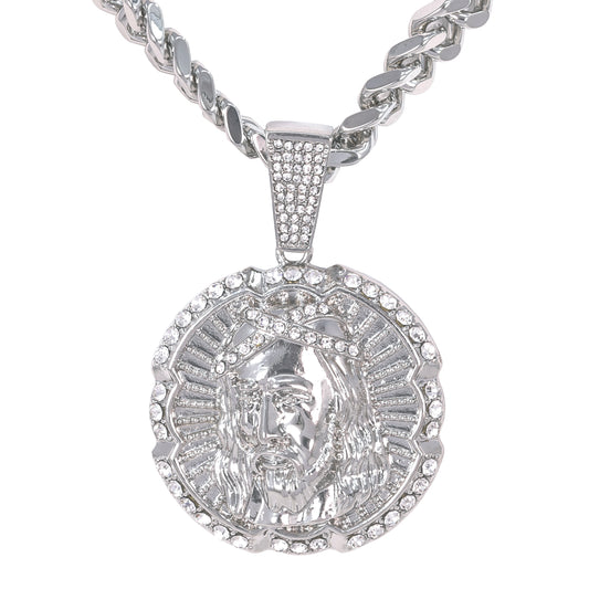 XL Iced Jesus Pendant with 9mm Solid Cuban Chain 30" - HC-6015**