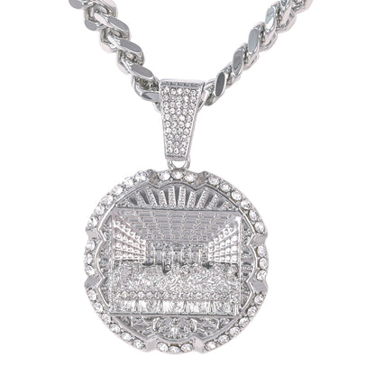 XL Iced Last-Supper Pendant with 9mm Solid Cuban Chain 30" - HC-6016
