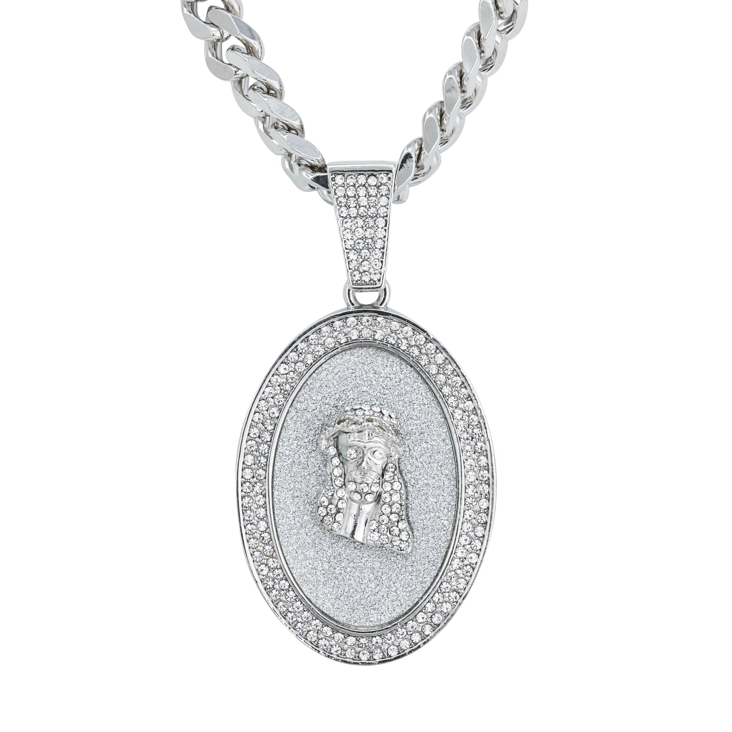XL Iced Jesus Pendant with 9mm Solid Cuban Chain 30" - HC-6018**